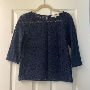 LOFT Navy Lace Top – 3/4 Sleeve – Size XSP (Extra Small Petite)